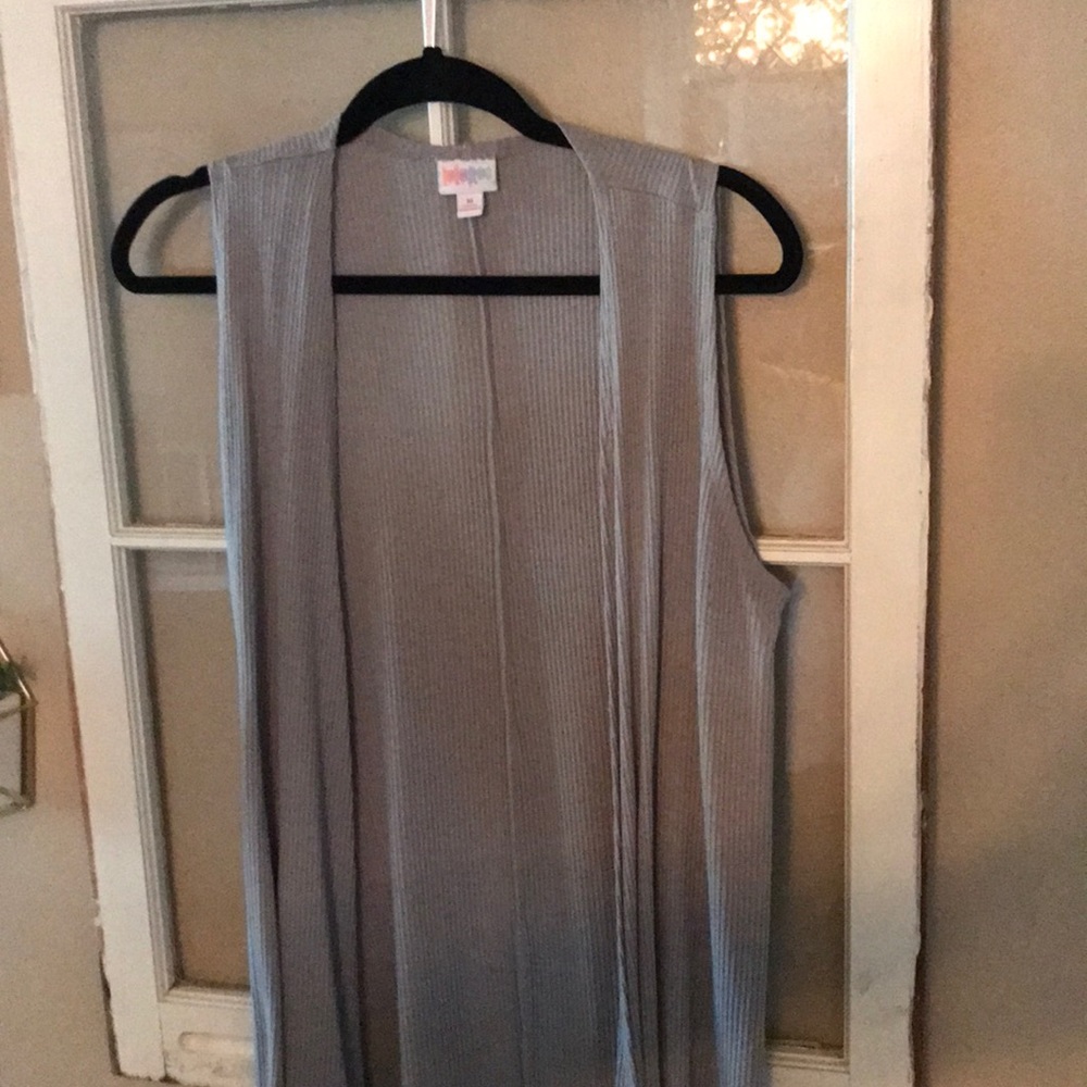 LulaRoe Grey Joy Sleeveless Cardigan